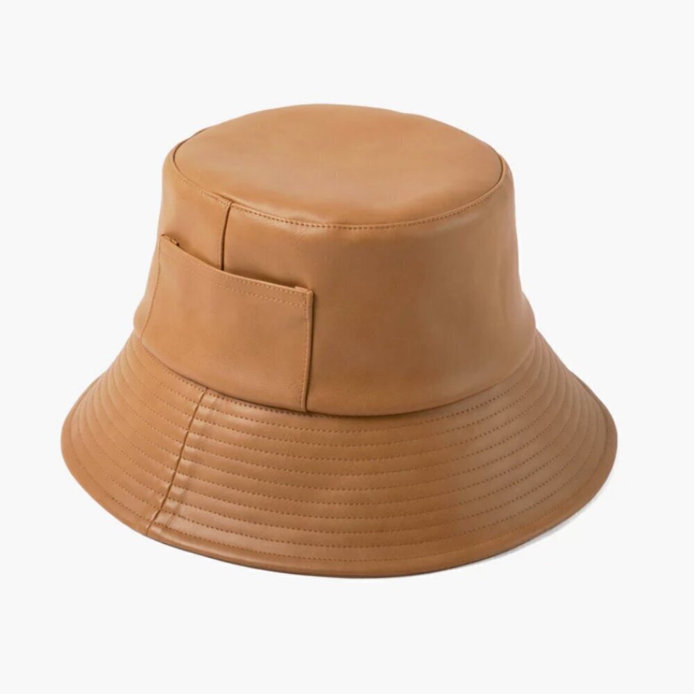 NWT Lack of Color Wave Bucket Hat Tan Vegan Leather Medium/Large